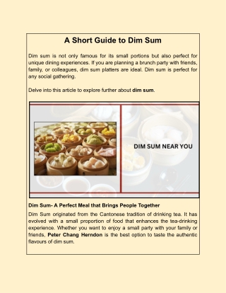 a short guide to dim sum
