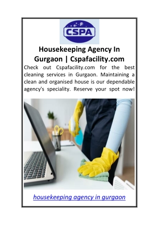Housekeeping Agency In Gurgaon  Cspafacility.com