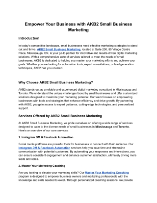 Empower Your Business with AKB2 Small Business Marketing