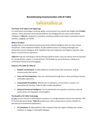 Revolutionizing Communication with AI Talkie