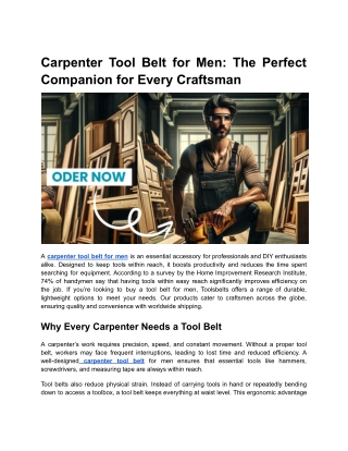 Carpenter Tool Belt for Men