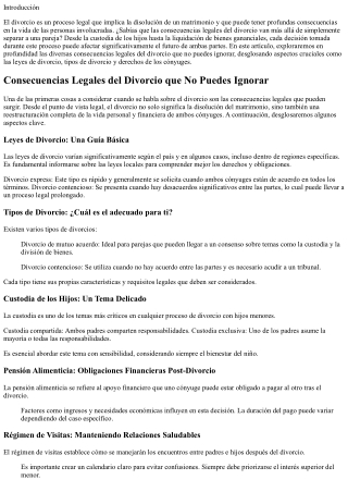Consecuencias Legales del Divorcio que No Puedes Ignorar
