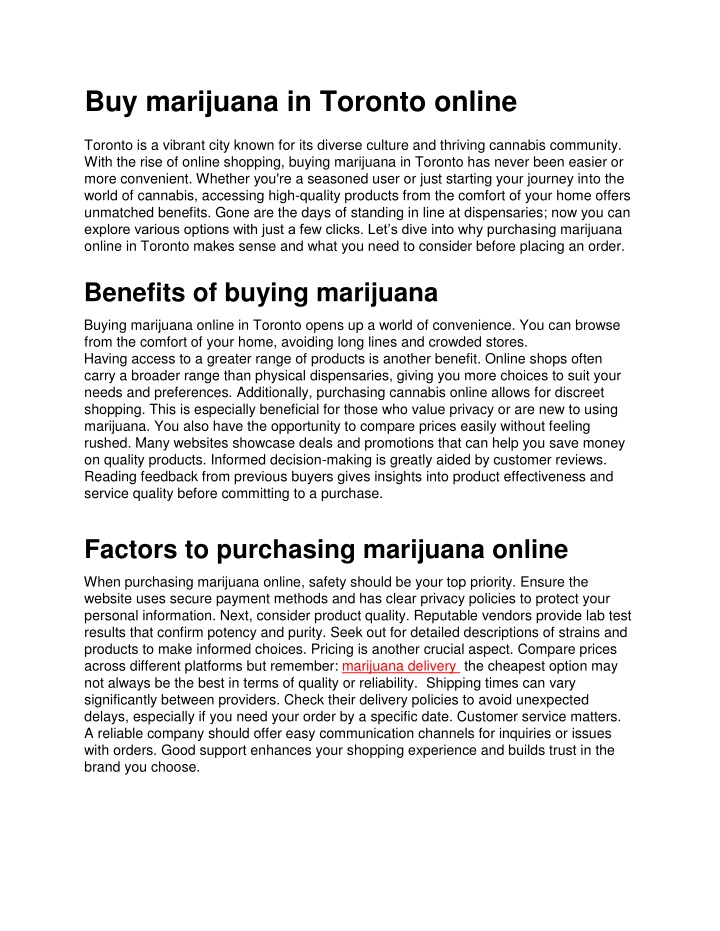 buy marijuana in toronto online toronto