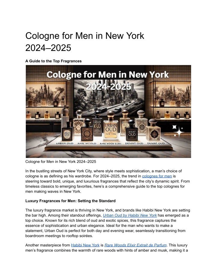 PPT Cologne for Men in New York 20242025 PowerPoint Presentation