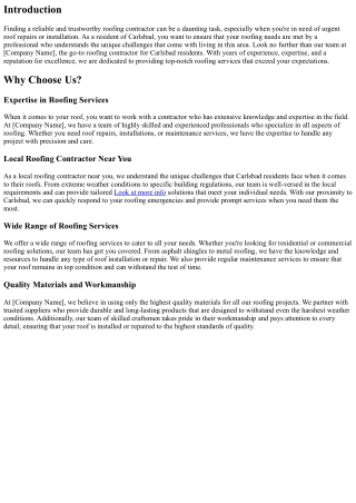 Why We Are the Go-To Roofing Contractor for Carlsbad Residents