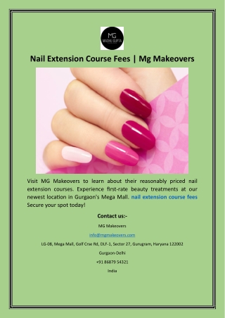 nail extension course fees mg makeovers