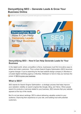 demystifying seo generate leads grow your