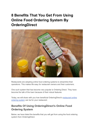 8 Benefits That You Get From Using Online Food Ordering System By OrderingDirect