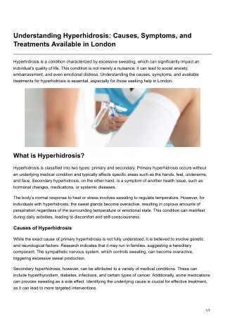 Understanding Hyperhidrosis Causes, Symptoms, and Treatments Available in London