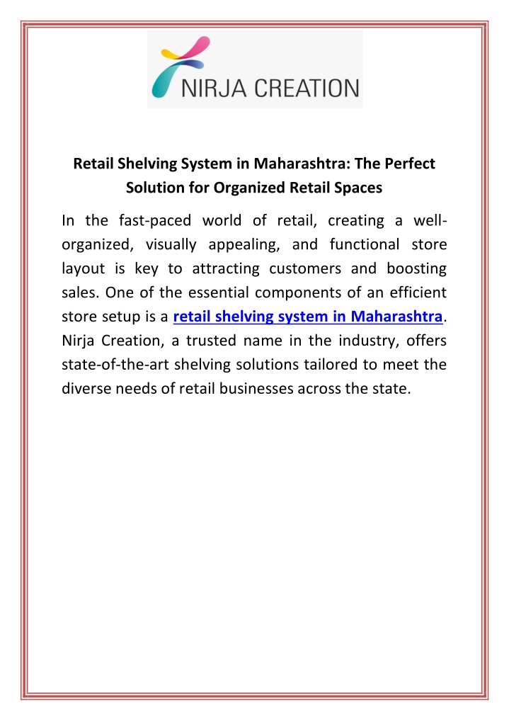 retail shelving system in maharashtra the perfect