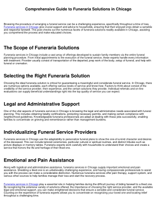 Comprehensive Guide to Funeraria Providers in Chicago