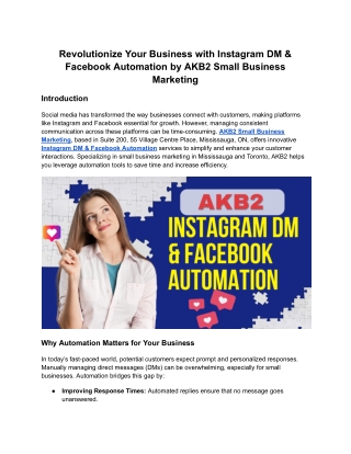Revolutionize Your Business with Instagram DM & Facebook Automation by AKB2 Small Business Marketing