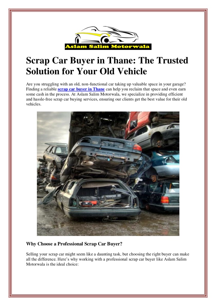 scrap car buyer in thane the trusted solution