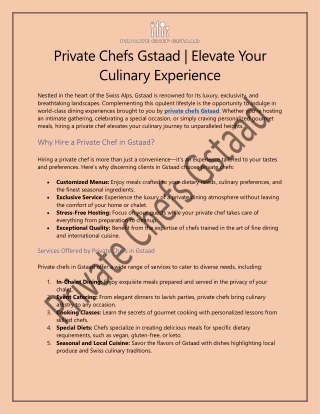 private chefs gstaad elevate your culinary