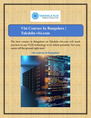 the best courses in bangalore on takshila vlsi