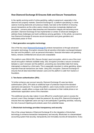 how diamond exchange id ensures safe and secure