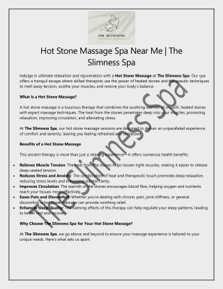 Hot Stone Massage Spa Near Me