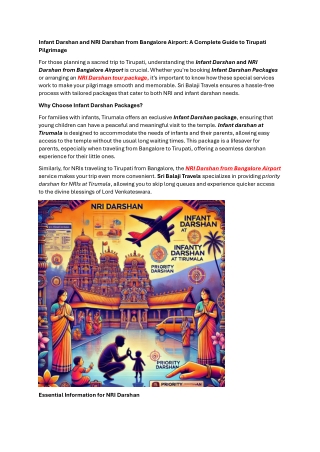infant darshan and nri darshan from bangalore