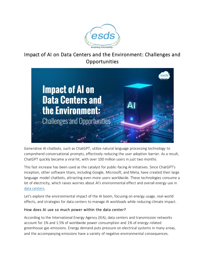 impact of ai on data centers and the environment