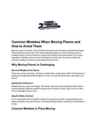 Common Mistakes When Moving Pianos and How to Avoid Them