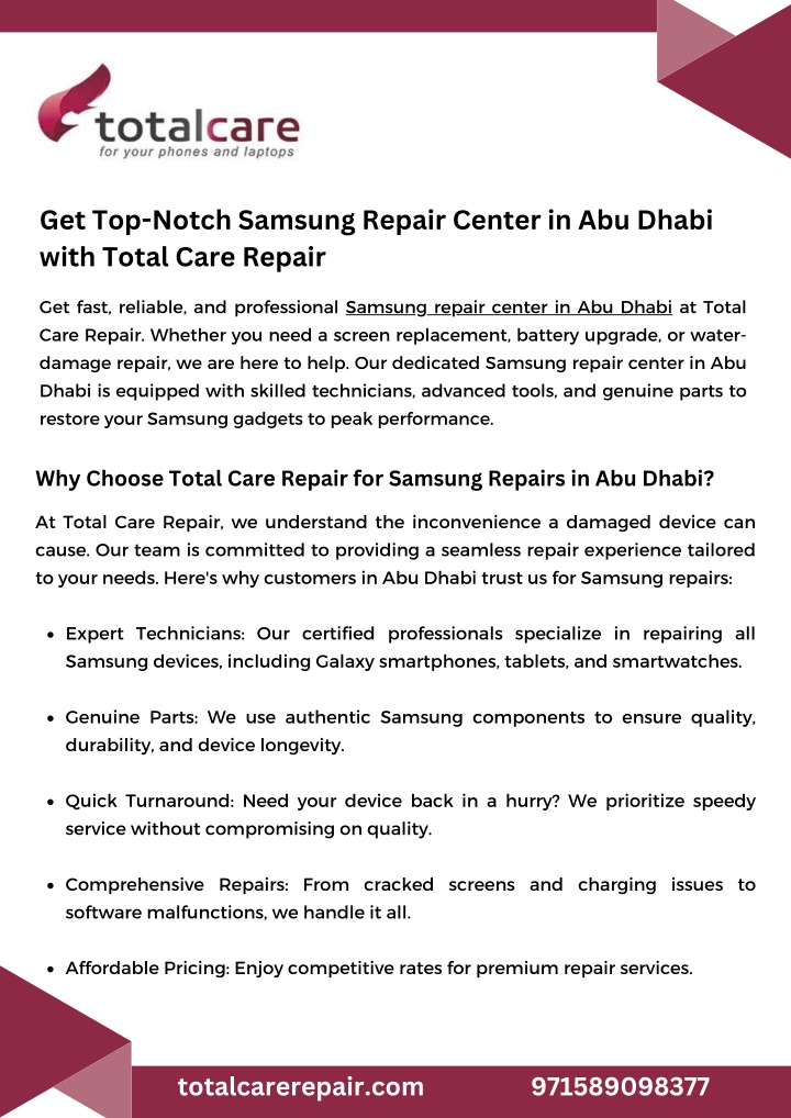 get top notch samsung repair center in abu dhabi