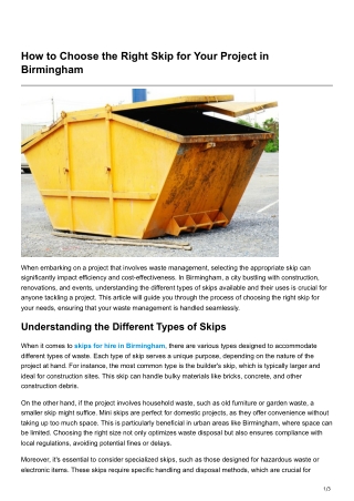 how to choose the right skip for your project