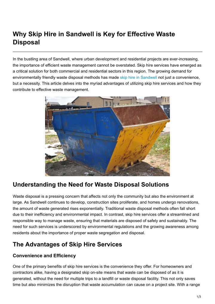 why skip hire in sandwell is key for effective