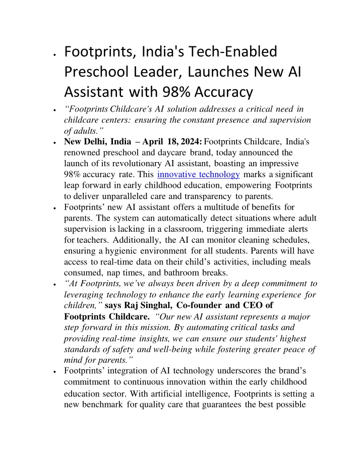 footprints india s tech enabled preschool leader