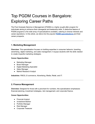 Top PGDM Courses in Bangalore_ Exploring Career Paths