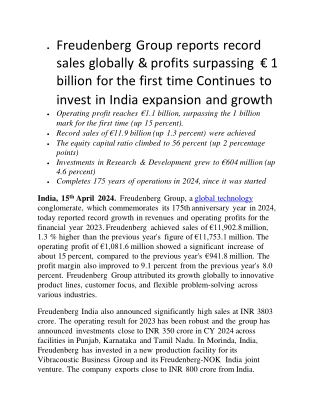 freudenberg group reports record sales globally