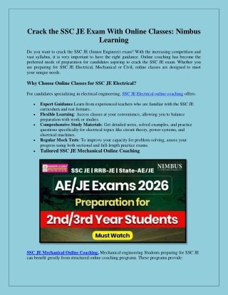 Crack the SSC JE Exam With Online Classes