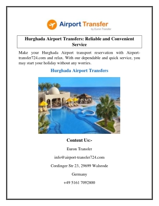 Hurghada Airport Transfers Reliable and Convenient Service