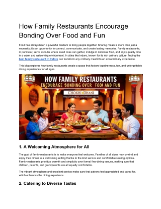 How Family Restaurants Encourage Bonding Over Food and Fun