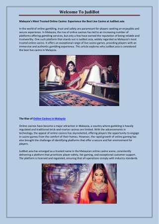 Malaysia Most Trusted Online Casino - JudiBot