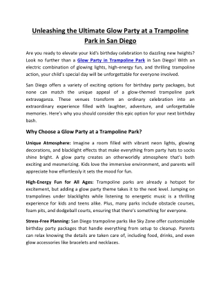 Unleashing the Ultimate Glow Party at a Trampoline Park in San Diego