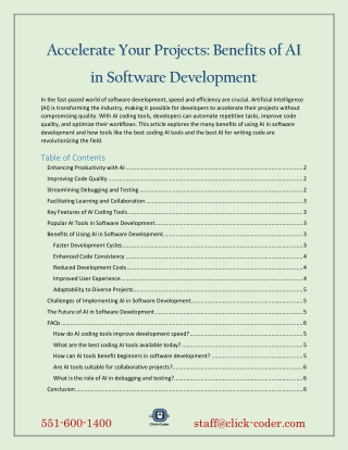Accelerate Your Projects Benefits of AI in Software Development