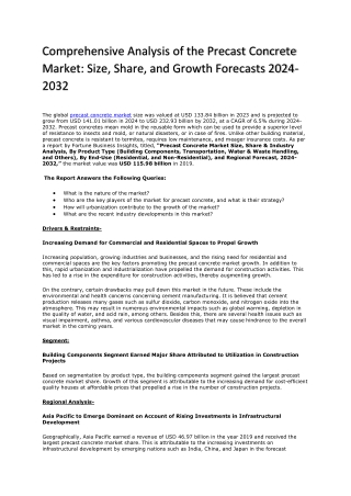 comprehensive analysis of the precast concrete