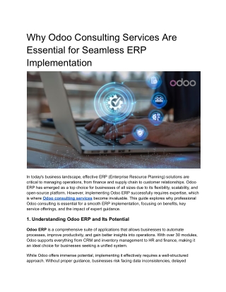 Why Odoo Consulting Services Are Essential for Seamless ERP Implementation