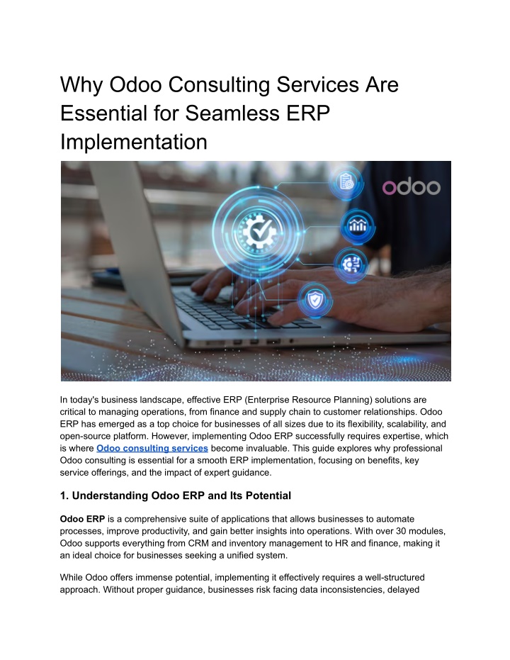 why odoo consulting services are essential