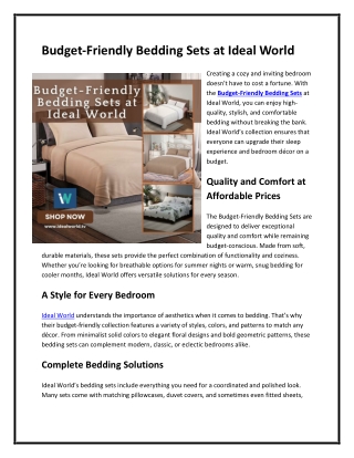 budget friendly bedding sets at ideal world