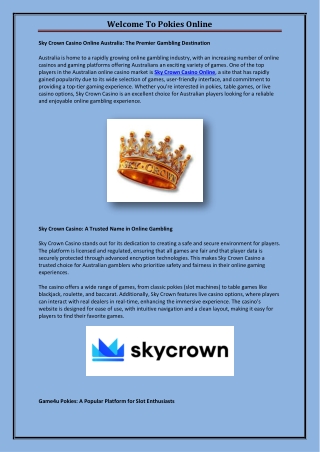 Sky Crown Casino Online Australia - Pokies Online