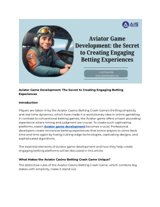aviator game development the secret to creating