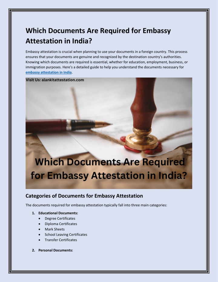 which documents are required for embassy