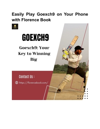 Easily Play Goexch9 on Your Phone with Florence Book