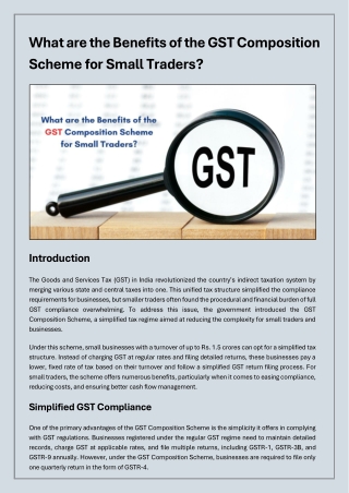 what are the benefits of the gst composition