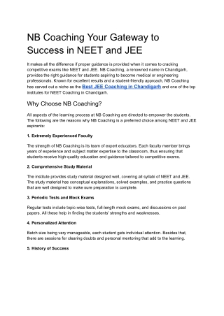 nb coaching your gateway to success in neet
