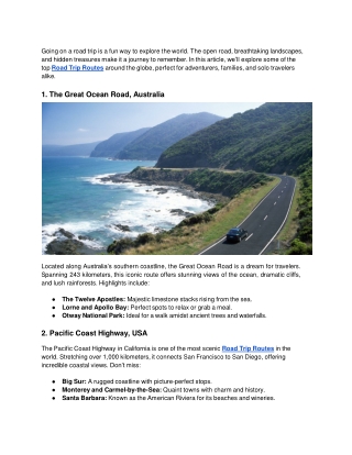 Top Road Trip Routes Around the World