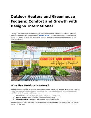 Outdoor Heaters and Greenhouse Foggers_ Comfort and Growth with Designo International