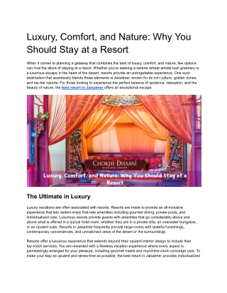 Luxury, Comfort, and Nature_ Why You Should Stay at a Resort