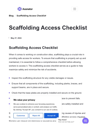 scaffolding inspection checklist app